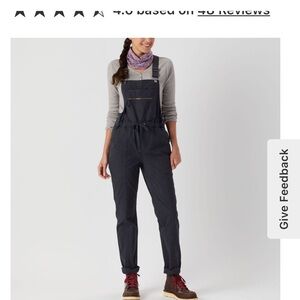 Dark Grey Duluth Shop Square overalls.